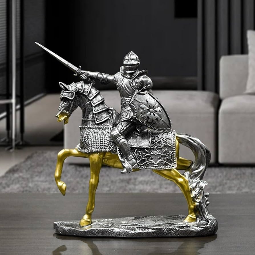 置物　オブジェ　アンティーク　ヴィンテージ　レトロ　馬　騎士　戦士　イタリア製 Amazon.co.jp: 騎士 置物 戦士 リーダー 剣士 馬に乗った 樹脂